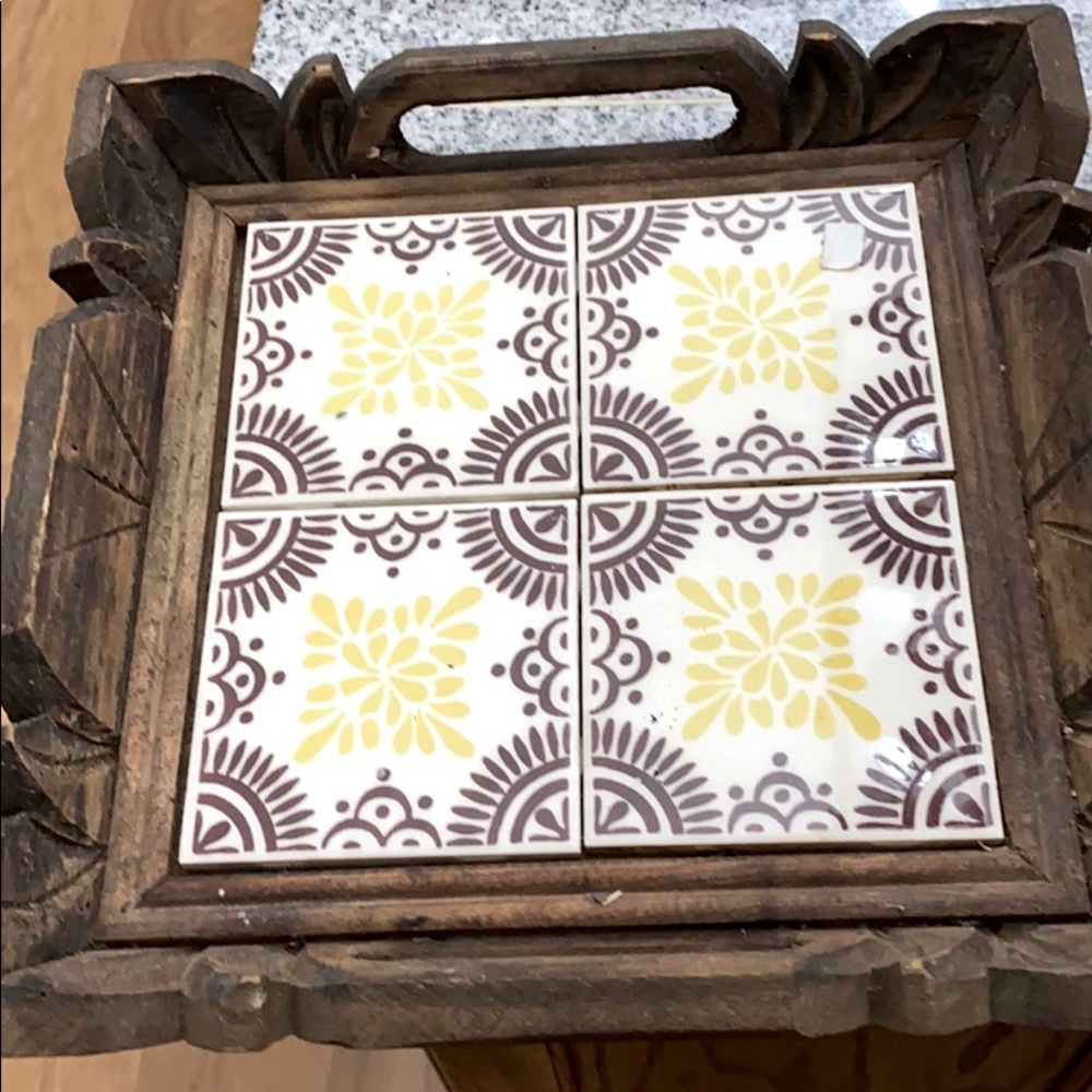 Rustic vintage tile inset tray